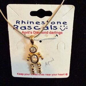 Gold-Tone Necklace Rhinestone Rascals April Diamond (Glass) Pendant